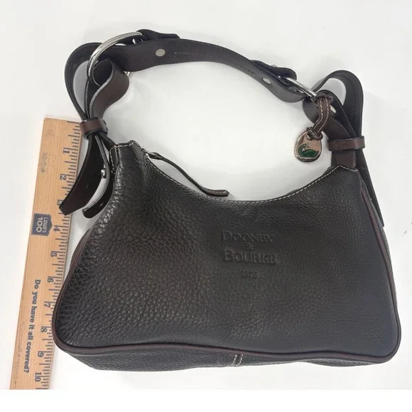 Dooney & Bourke Dark Brown Pebbled Leather Shoulder Bag Purse - Picture 9 of 9